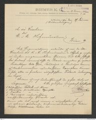 k.k. naturhistorisches Hofmuseum, Intendanzakten 1885-1896 (Hauer), Aktenzahl Z.110/1892, Seite 1